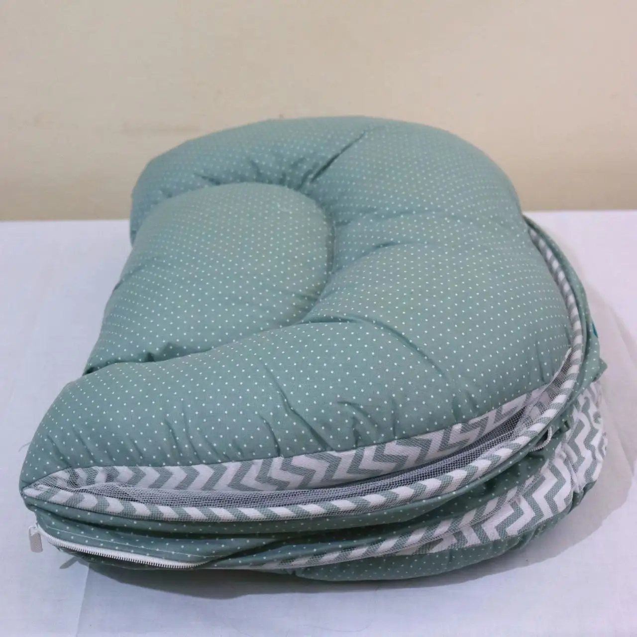 Baby Bedding Set Mattress with Mosquito Net and Pillow - Green