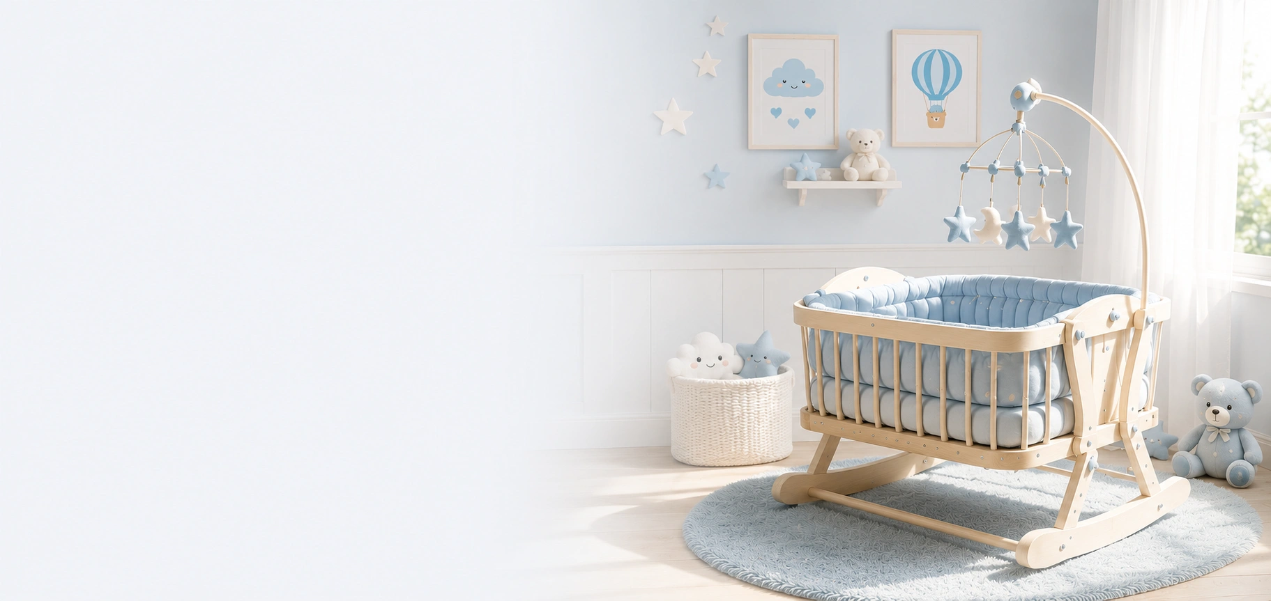 Premium wooden baby cradle for peaceful newborn sleep